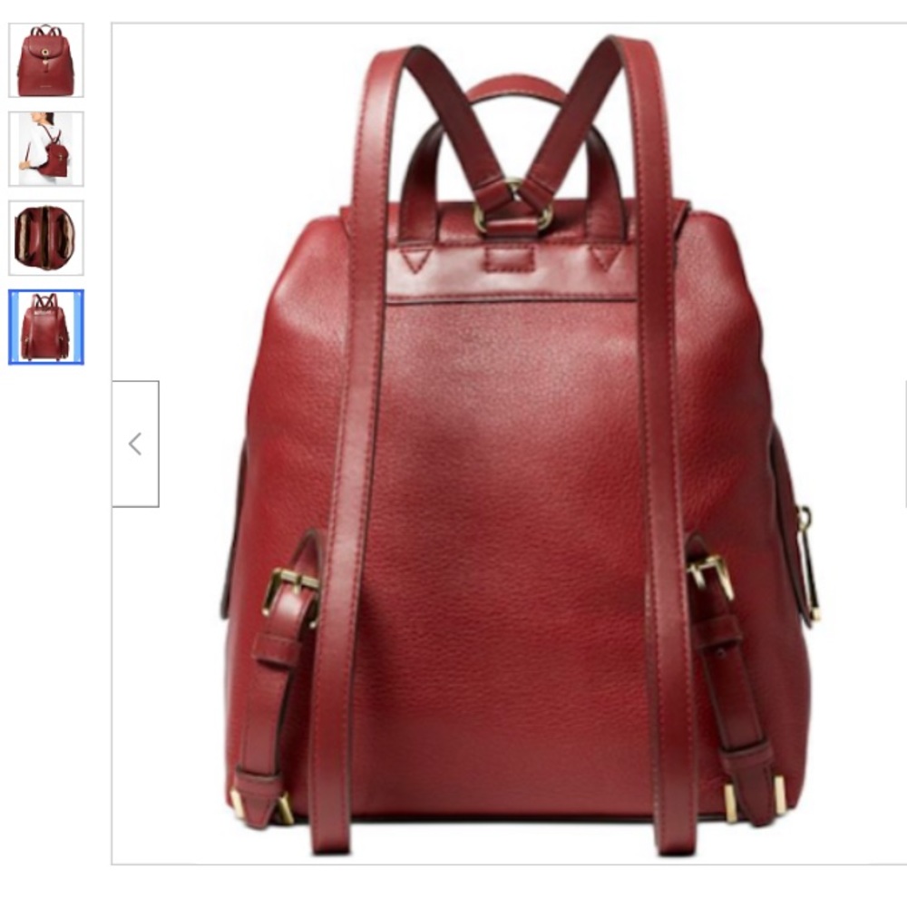 Michael Kors Raven Leather Backpack Brandy/Gold Preloved - Picture 3 of 12